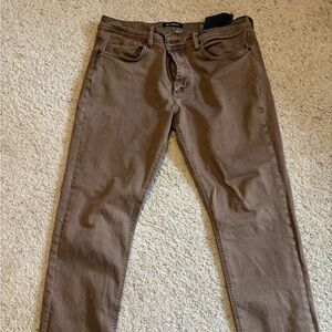 BLANK NYC Mens Slim Fit Flat Front Tapered Jeans with 5 Pockets, in beige